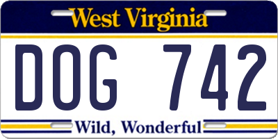 WV license plate DOG742