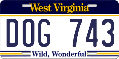 WV license plate DOG743