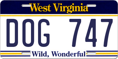 WV license plate DOG747