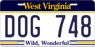 WV license plate DOG748