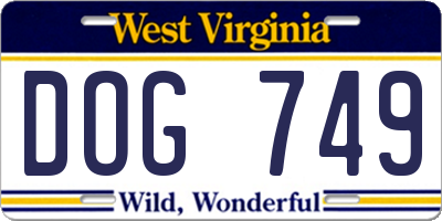 WV license plate DOG749