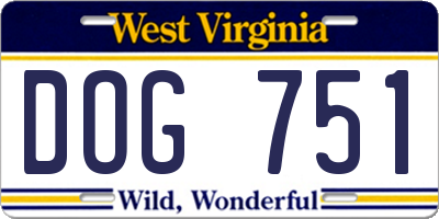 WV license plate DOG751