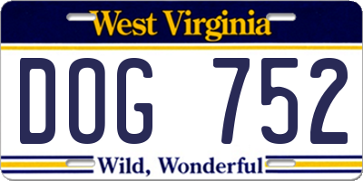 WV license plate DOG752