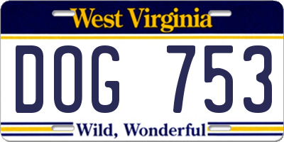 WV license plate DOG753