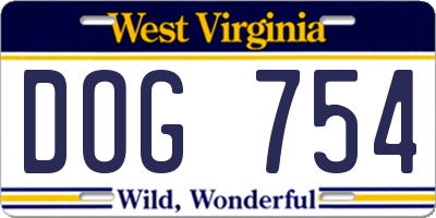 WV license plate DOG754