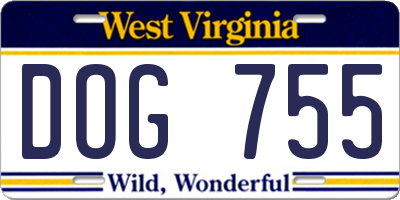 WV license plate DOG755