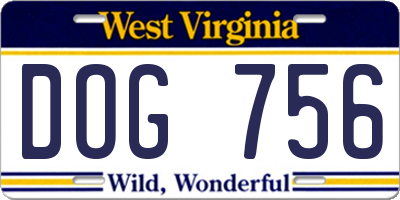 WV license plate DOG756