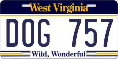 WV license plate DOG757