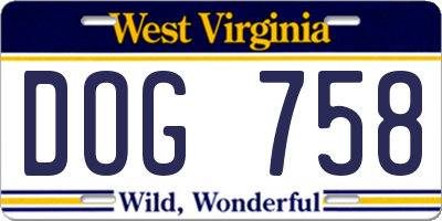 WV license plate DOG758