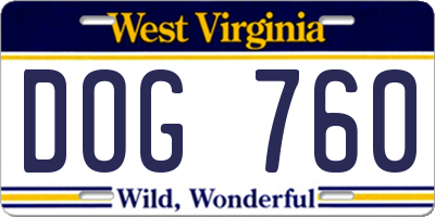 WV license plate DOG760
