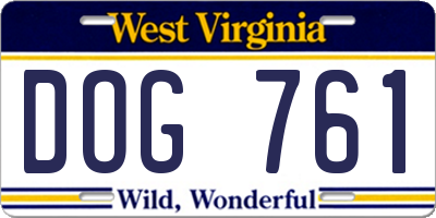 WV license plate DOG761