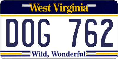 WV license plate DOG762