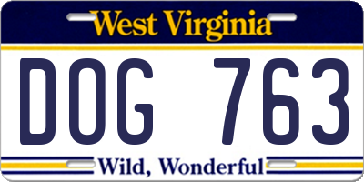 WV license plate DOG763