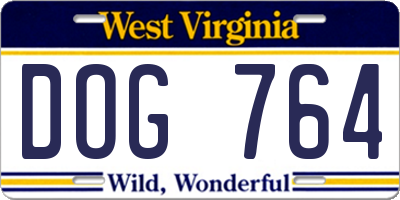WV license plate DOG764