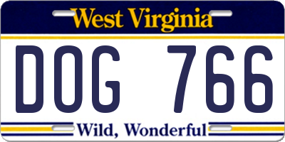 WV license plate DOG766