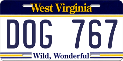 WV license plate DOG767