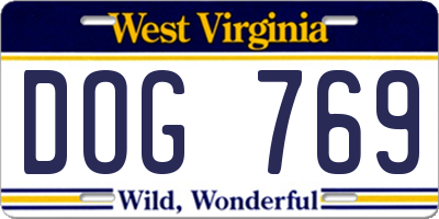 WV license plate DOG769