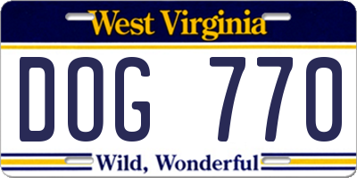 WV license plate DOG770