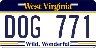 WV license plate DOG771