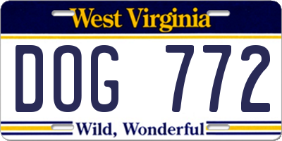 WV license plate DOG772