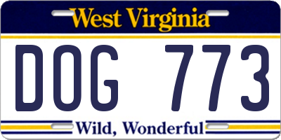 WV license plate DOG773