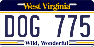 WV license plate DOG775