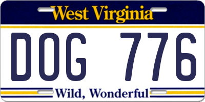 WV license plate DOG776