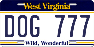 WV license plate DOG777