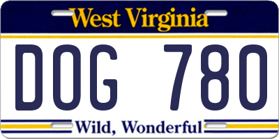 WV license plate DOG780