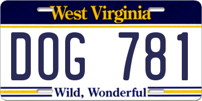 WV license plate DOG781