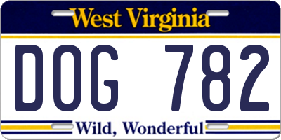WV license plate DOG782
