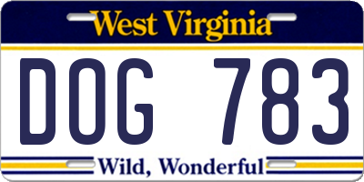 WV license plate DOG783