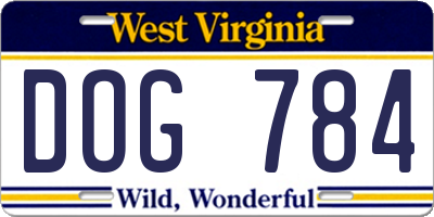 WV license plate DOG784