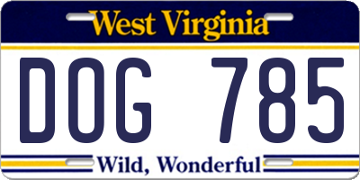 WV license plate DOG785