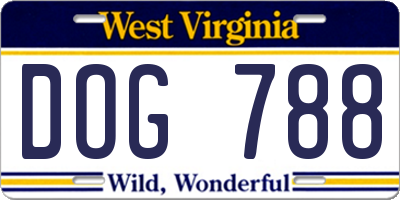 WV license plate DOG788