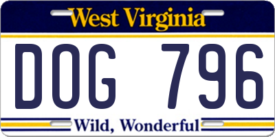 WV license plate DOG796