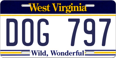 WV license plate DOG797