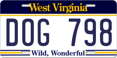 WV license plate DOG798