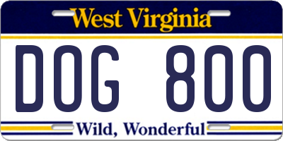 WV license plate DOG800
