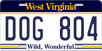 WV license plate DOG804