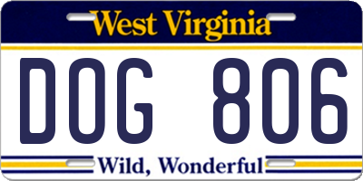WV license plate DOG806