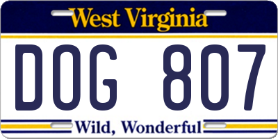 WV license plate DOG807