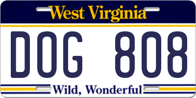 WV license plate DOG808