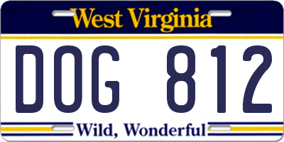 WV license plate DOG812