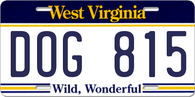WV license plate DOG815