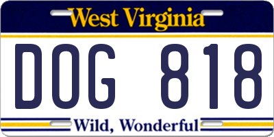 WV license plate DOG818