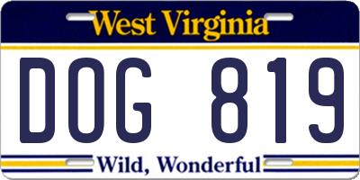WV license plate DOG819