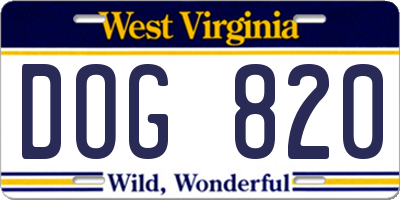 WV license plate DOG820
