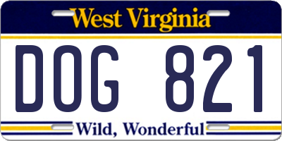 WV license plate DOG821