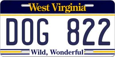 WV license plate DOG822